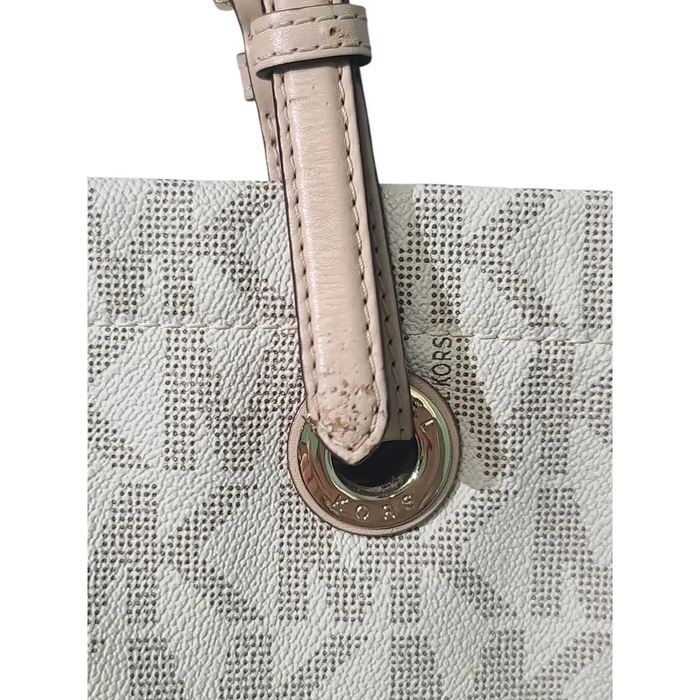 Michael Michael Kors Jet Set Logo Monogram Tote Cream - Picture 4 of 7